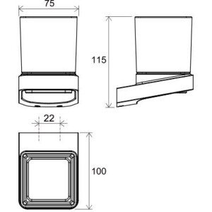 Стакан для зубной щетки и пасты Ravak TD 210.20 - размер