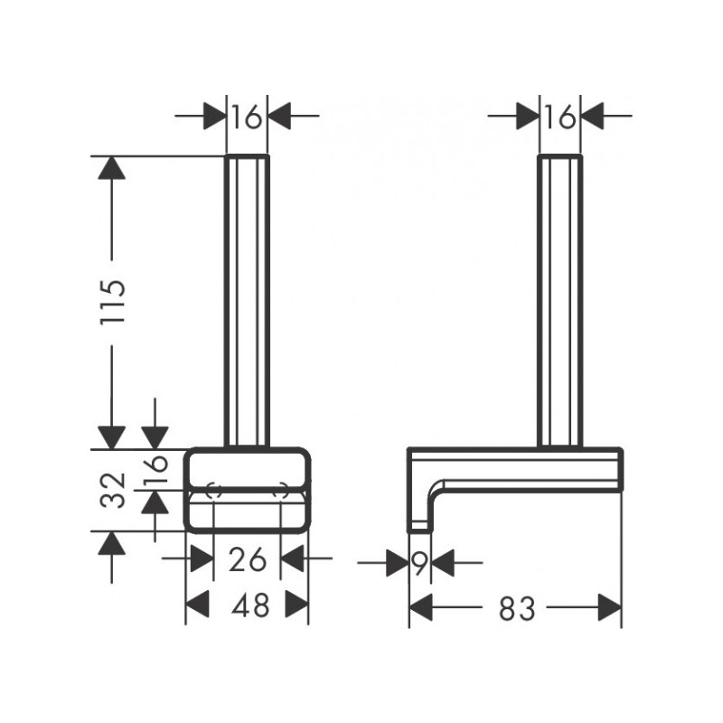 Держатель для туалетной бумаги Hansgrohe AddStoris 41756000 - размер