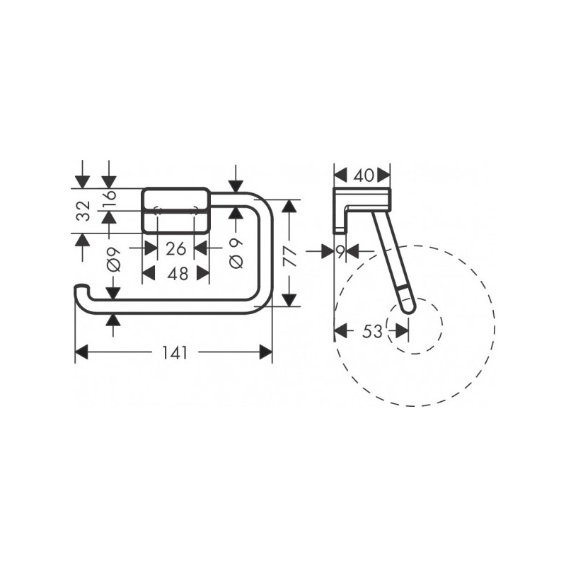 Держатель для туалетной бумаги Hansgrohe AddStoris черный - размер