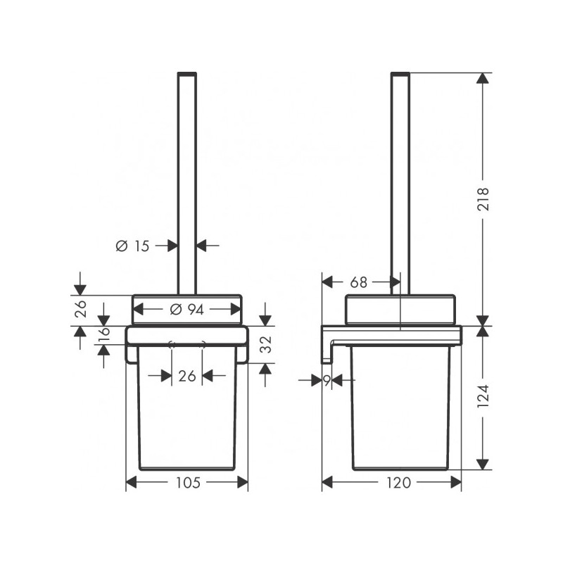 Ерш туалетный Hansgrohe AddStoris - размер