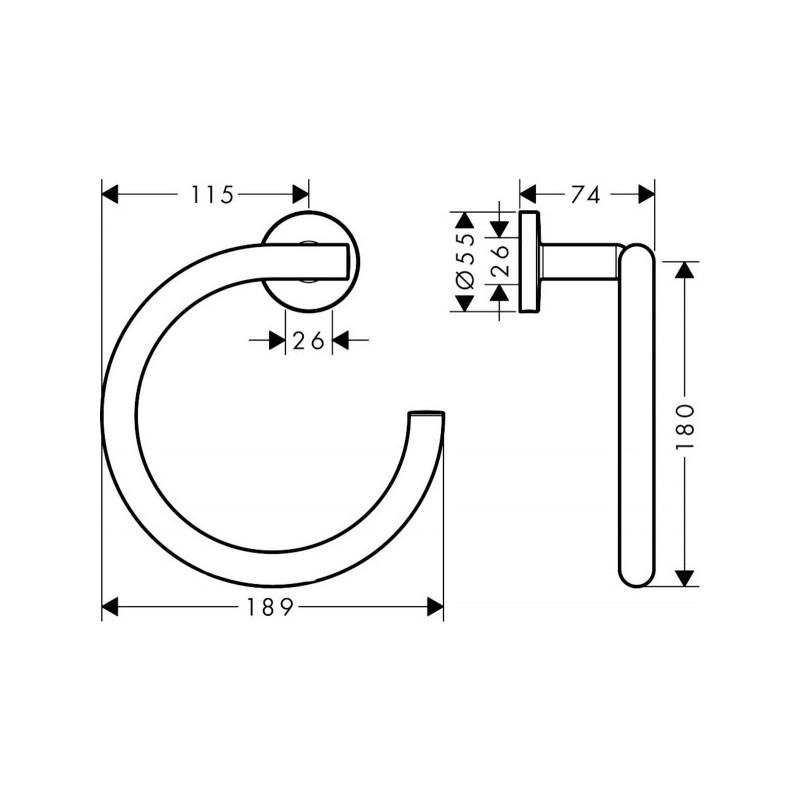Кольцо для полотенца Hansgrohe Logis Universal - размер