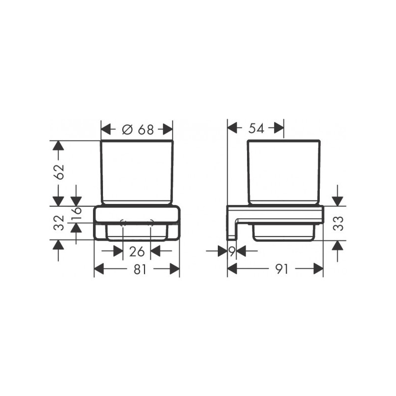 Стакан для зубной щетки и пасты Hansgrohe AddStoris - размер