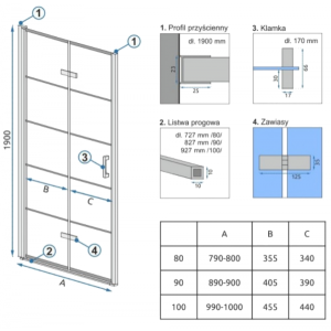 Душевая дверь Rea Molier REA-K8537 параметры