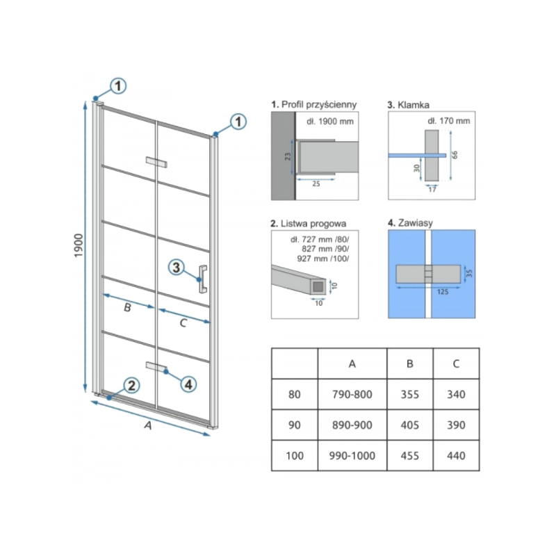 Душевая дверь Rea Molier REA-K8538 параметры