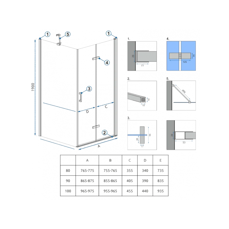 Душевая дверь Rea Molier REA-K6371 параметры