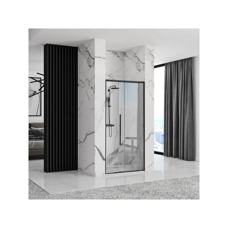 Душевая дверь Rea Solar Black REA-K6312 с раскрытой дверцей