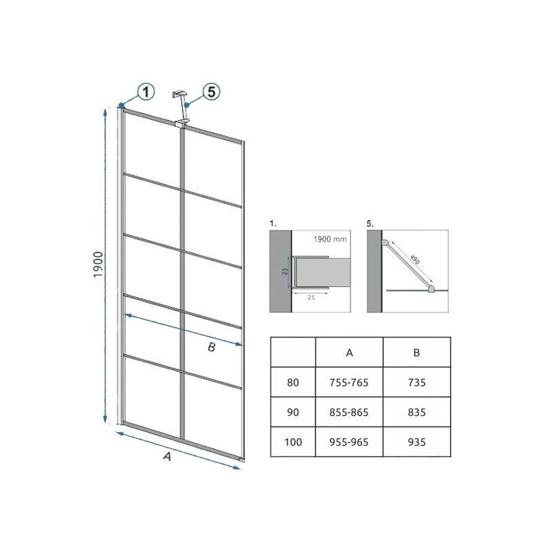 Душевая стенка Rea Molier REA-K8412 параметры