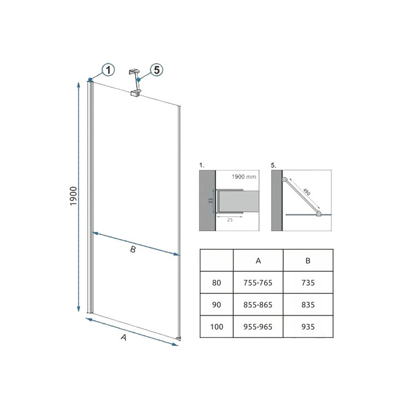 Душевая стенка Rea Molier REA-K8534  параметры