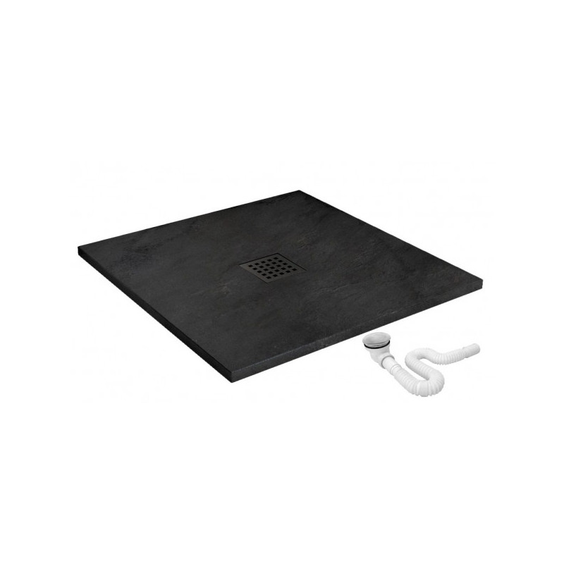 Душевой поддон Rea Rock Black REA-K4581 90x90 c cифоном