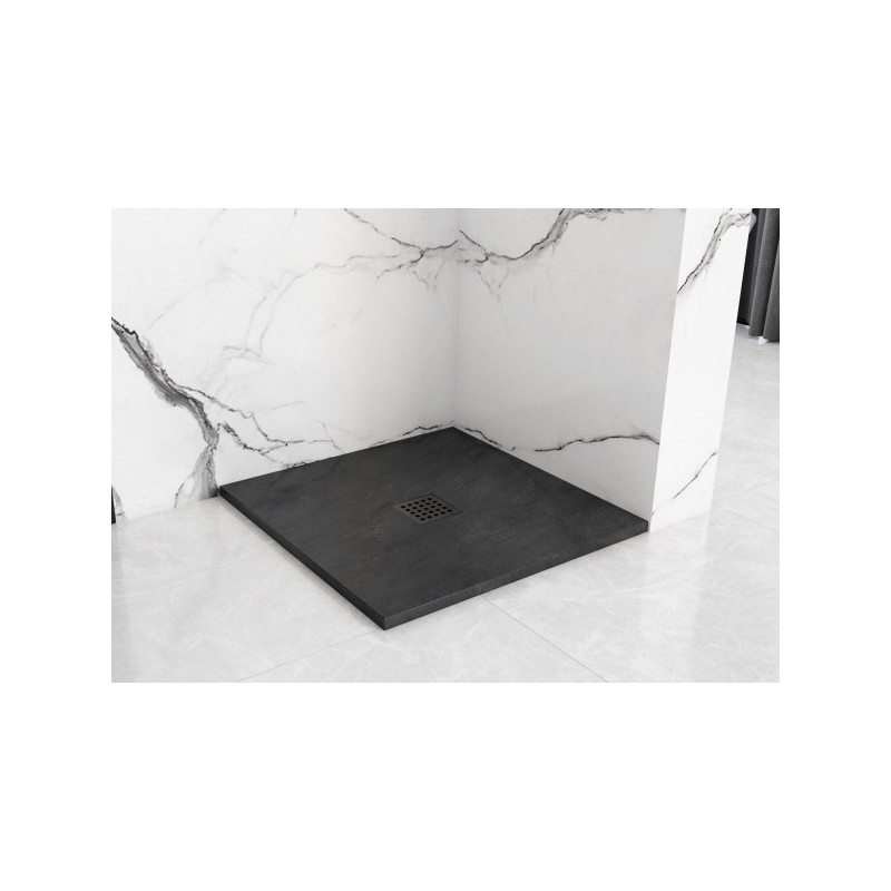 Душевой поддон Rea Rock Black REA-K4581 90x90 на полу