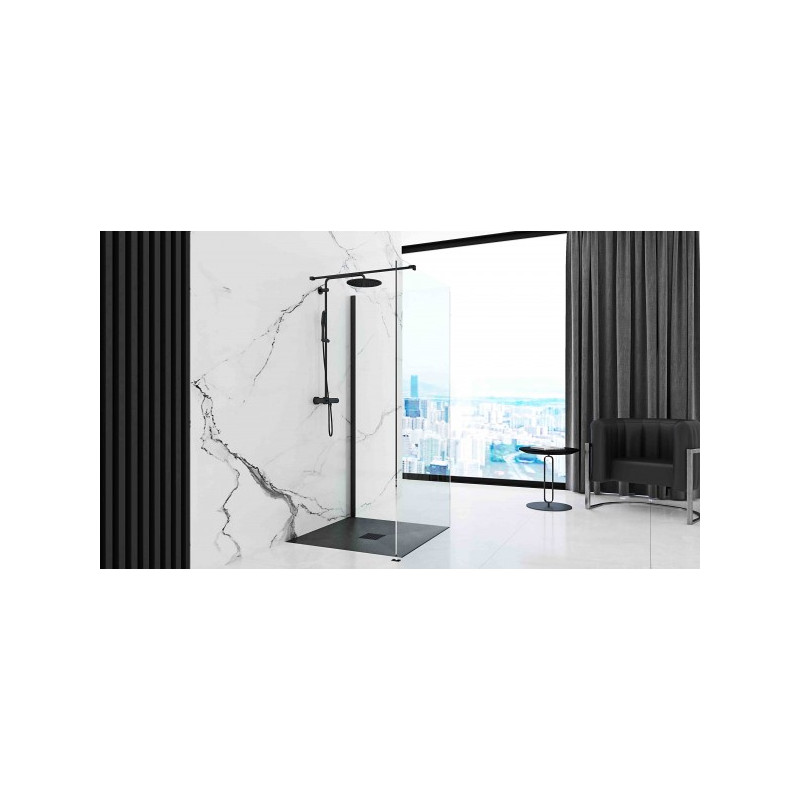Душевой поддон Rea Rock Black REA-K4581 90x90 с душевым ограждением
