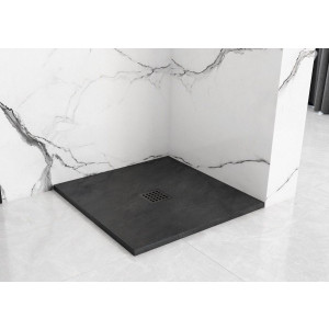 Душевой поддон Rea Rock Black REA-K4581 90x90 на полу