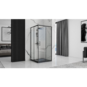 Душевой поддон Rea Rock Black REA-K4581 90x90 с кабинкой для душа
