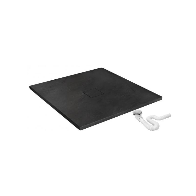 Душевой поддон Rea Stone Black REA-K9601 90х90 с сифоном
