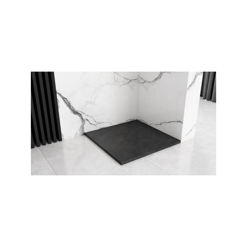 Душевой поддон Rea Stone Black REA-K9601 90х90 вмонтированный в пол