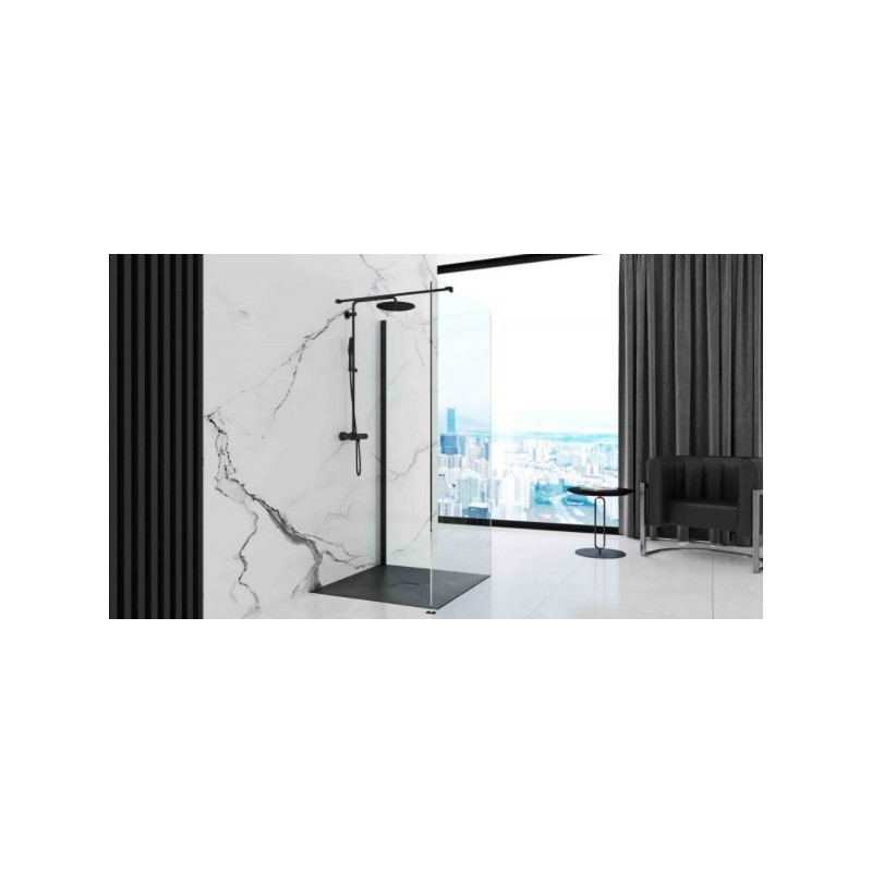 Душевой поддон Rea Stone Black REA-K9601 90х90 с душевым ограждением