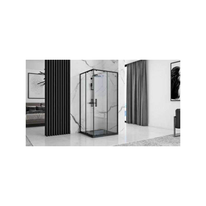 Душевой поддон Rea Stone Black REA-K9601 90х90 с душевой кабинкой