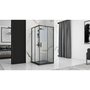 Душевой поддон Rea Stone Black REA-K9601 90х90 с душевой кабинкой