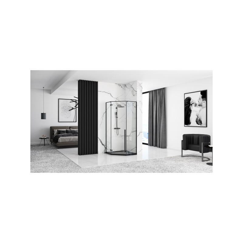 Душевой поддон Rea Diamond Black REA-K8543 90x90 с душевой кабиной