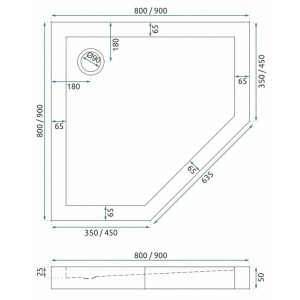 Душевой поддон Rea Diamond Black REA-K8543 90x90 размеры