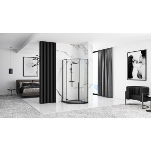 Душевой поддон Rea Diamond Black REA-K8543 90x90 с душевой кабиной