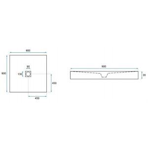 Душевой поддон Rea Rock Grey REA-K4585 90х90 размеры