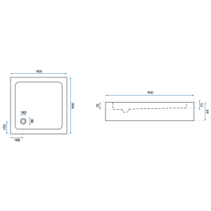 Душевой поддон Rea Savoy REA-K1907 90x90 размеры