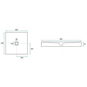 Душевой поддон Rea Rock White REA-K5580 90x90 размеры