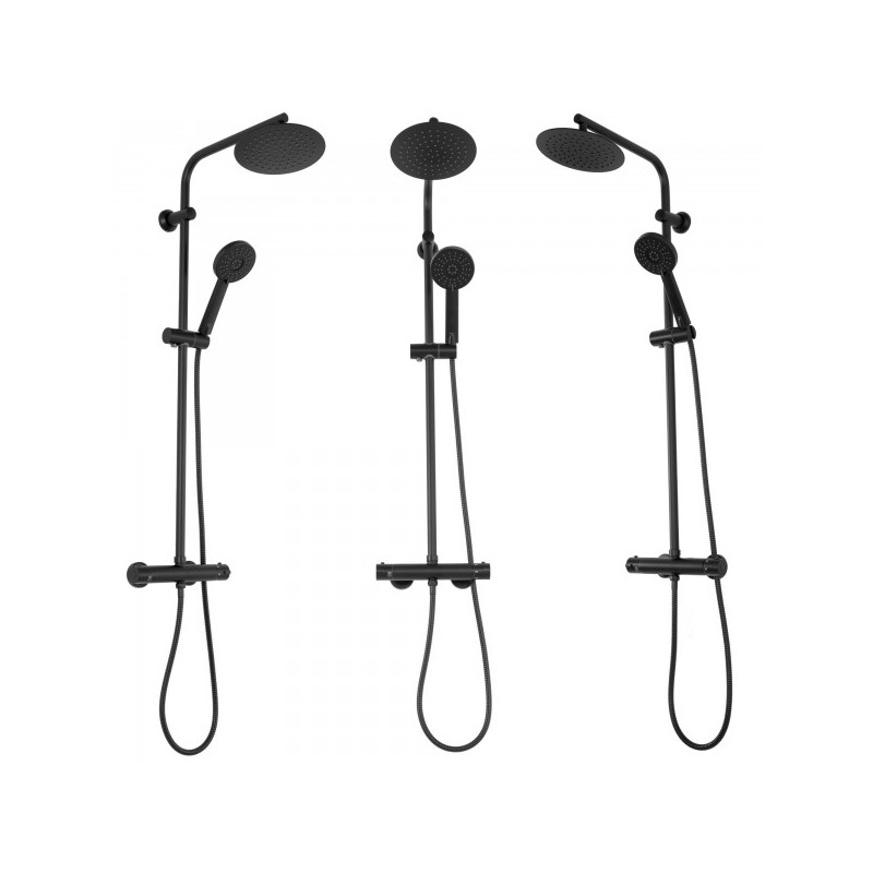 Душевая система Rea Bliss Black REA-P8804 вид с разных сторон