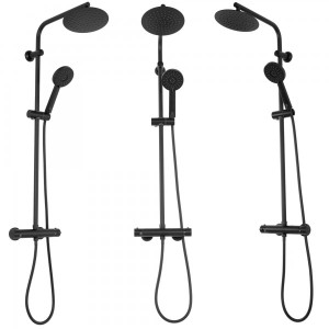 Душевая система Rea Bliss Black REA-P8804 вид с разных сторон