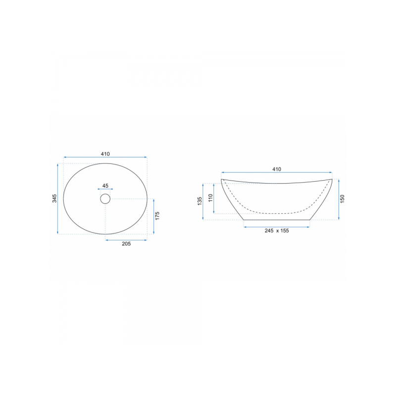 Умывальник Rea Sofia White - размер