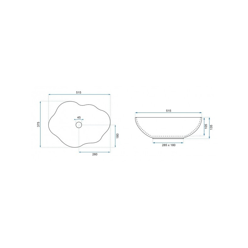 Умывальник Rea Pearl White - размер