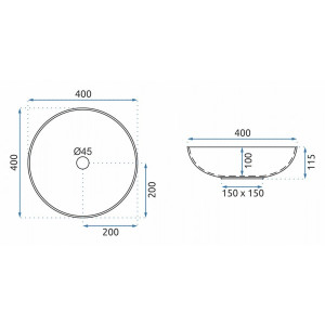 Умывальник Rea Arte Blue - размер