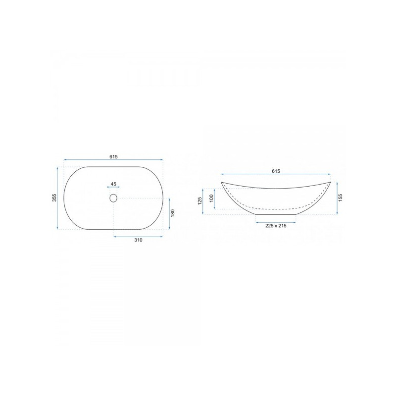 Умывальник Rea Royal 60 Black Matt - размер