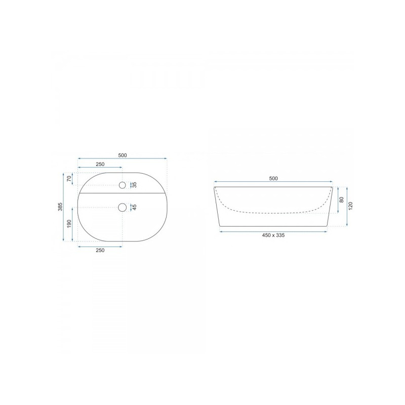 Умывальник Rea Carina - размер