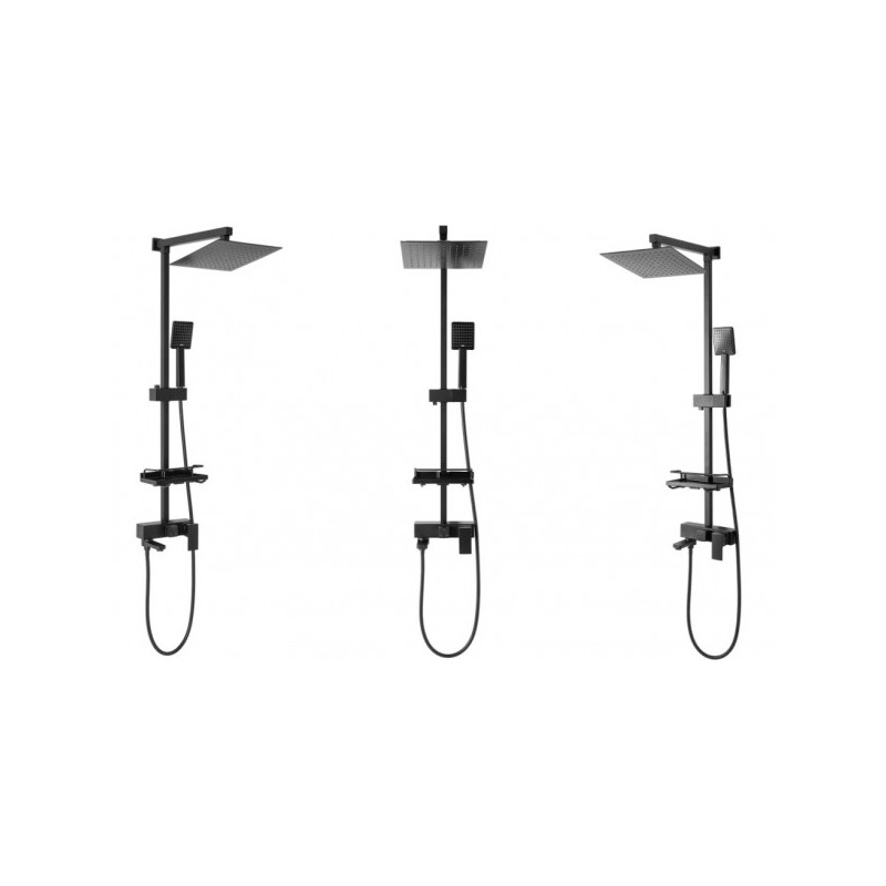 Душевая система Rea Jack Black REA-P7009 вид с разных сторон