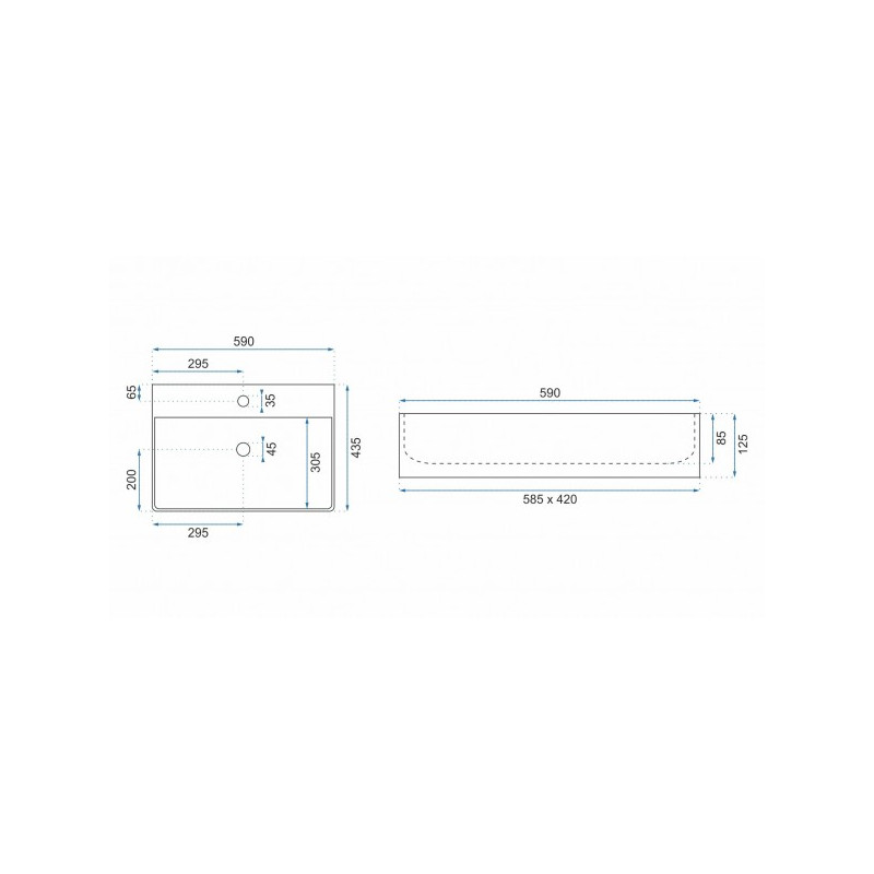 Умывальник Rea Gina 60 - размер