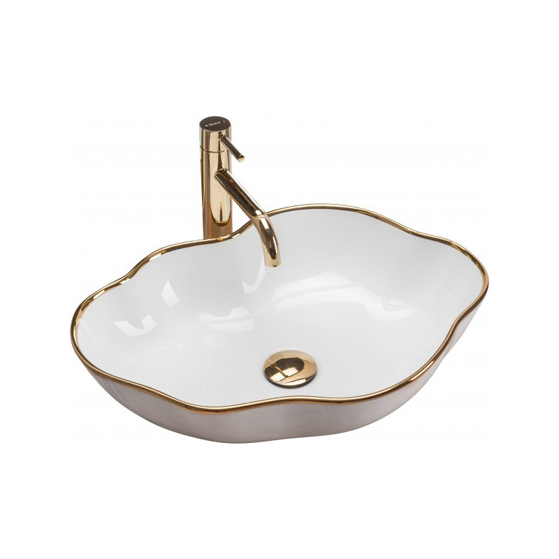 Умывальник Rea Pearl Gold Edge
