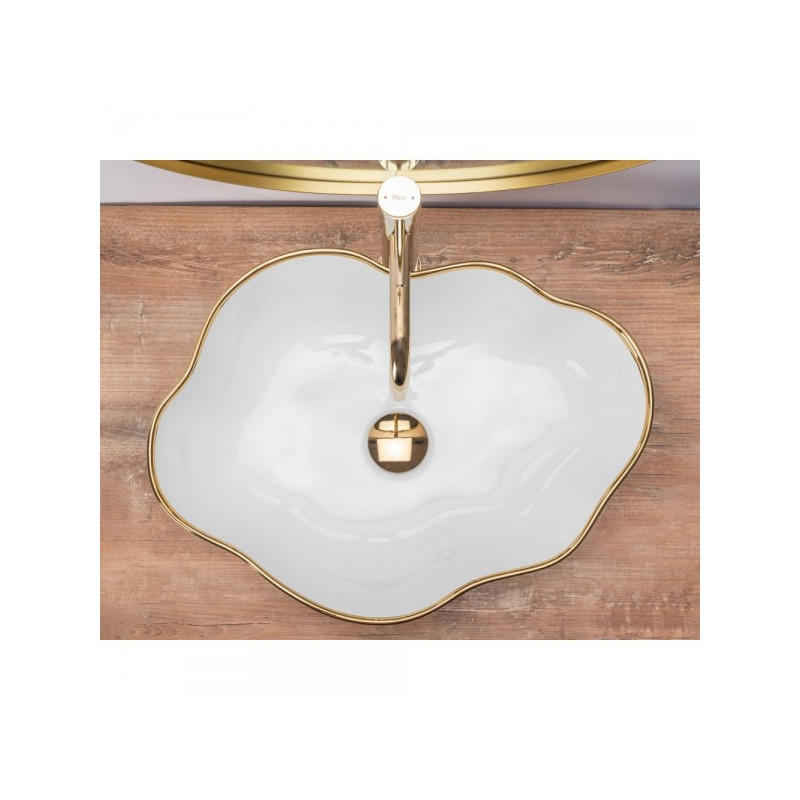 Умывальник Rea Pearl Gold Edge - вид сверху