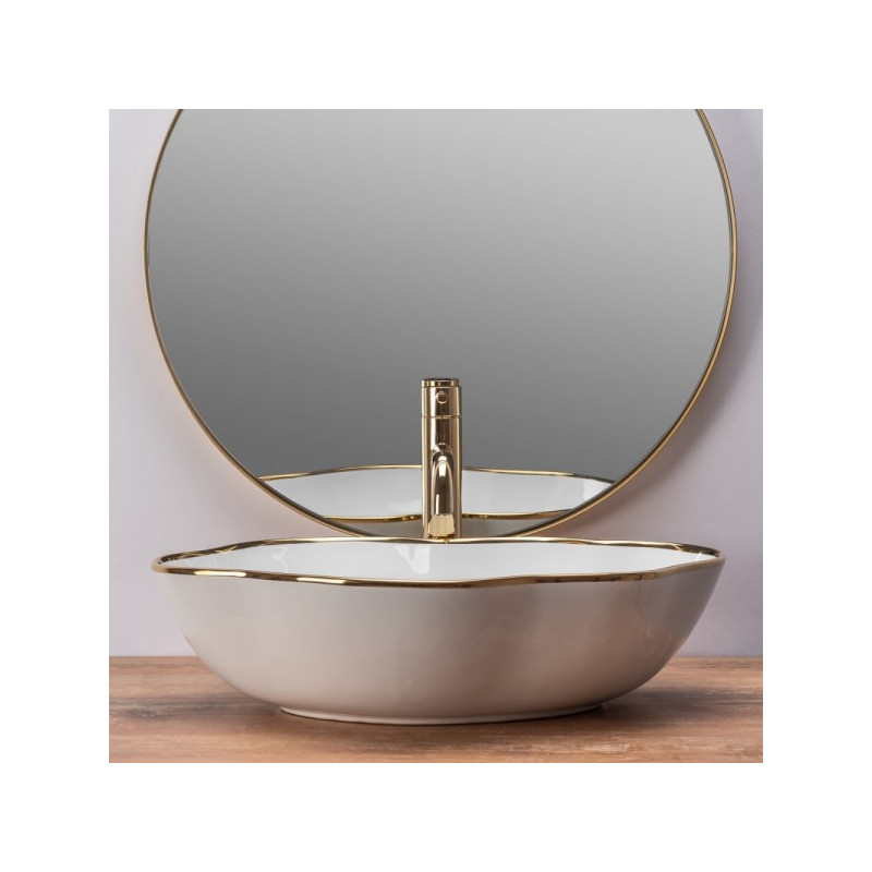 Умывальник Rea Pearl Gold Edge - вид спереди