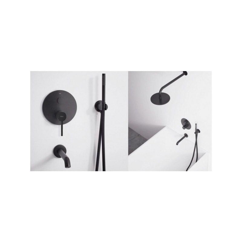 Душевая система Rea Lungo Black REA-P4112 на стене