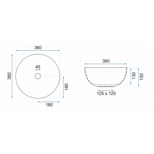Умывальник Rea Stella - размер