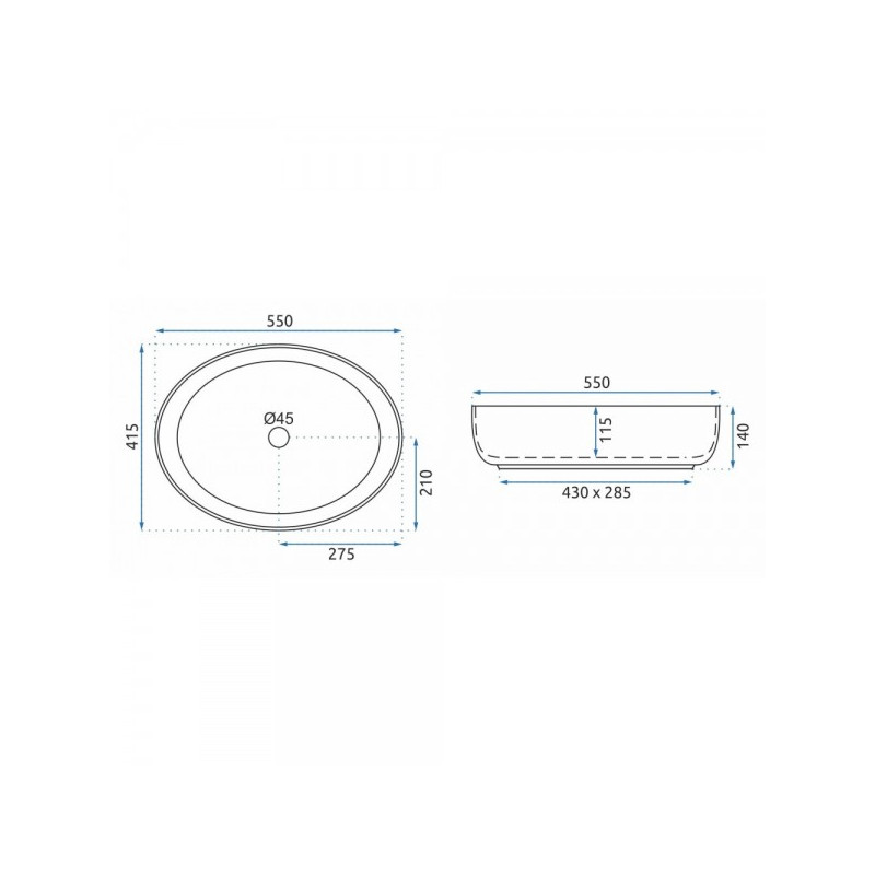 Умывальник Rea Queen - размер