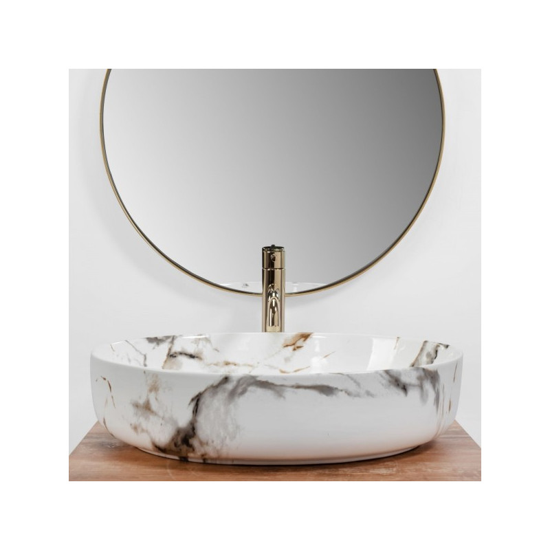 Умывальник Rea Queen Carrara Shiny - вид спереди