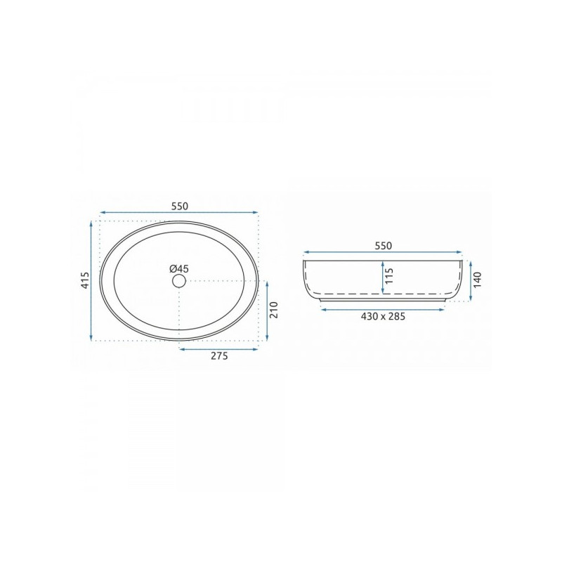Умывальник Rea Queen Carrara Shiny - размер