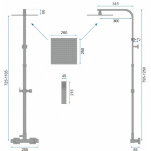 Душевая система Rea Milan REA-P0222 размеры