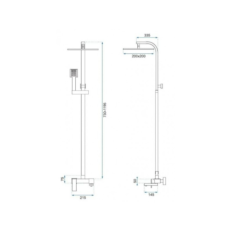 Душевая система Rea Navaro REA-P0802 размеры