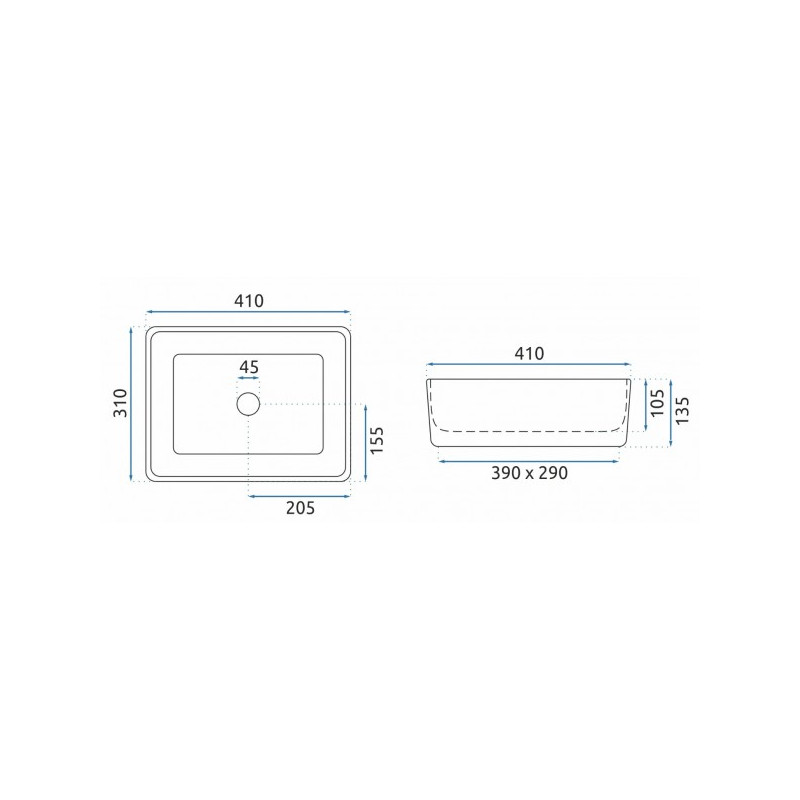 Умывальник Rea Anita Mini - размер