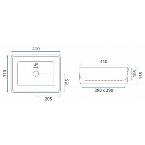 Умывальник Rea Anita Mini - размер