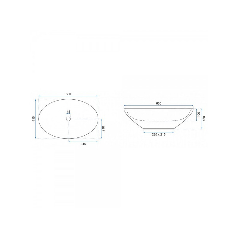 Умывальник Rea Olga - размер